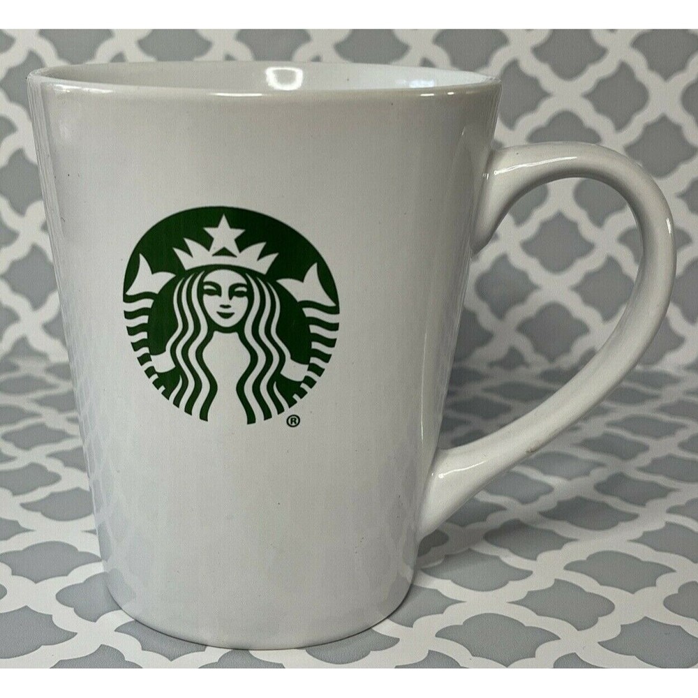 STARBUCKS Coffee Mug Cup 2017 Green White Mermaid Siren Logo 12 oz Ceramic EUC